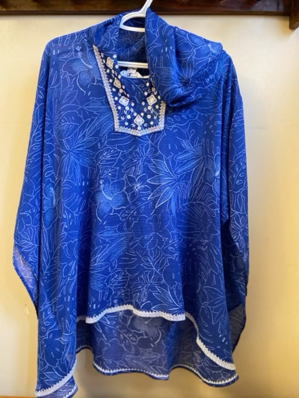 Tommy Bahama Cobalt Blue Embellished Floral Swim Coverup